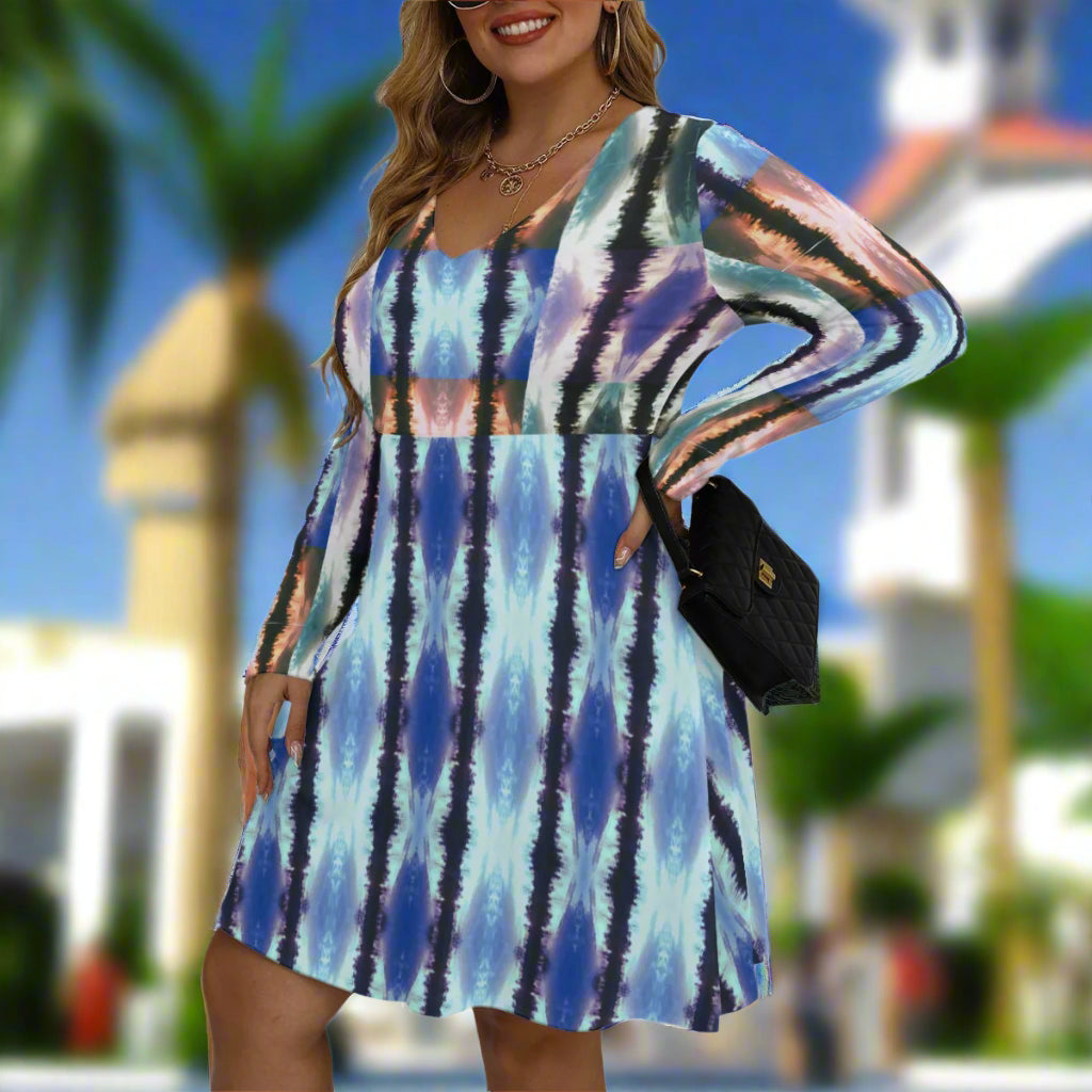 PGP Holiday | Stacy Lock 7 Women's Plus Size V-Neck Long Sleeve Dress – Effortless Style and Comfort