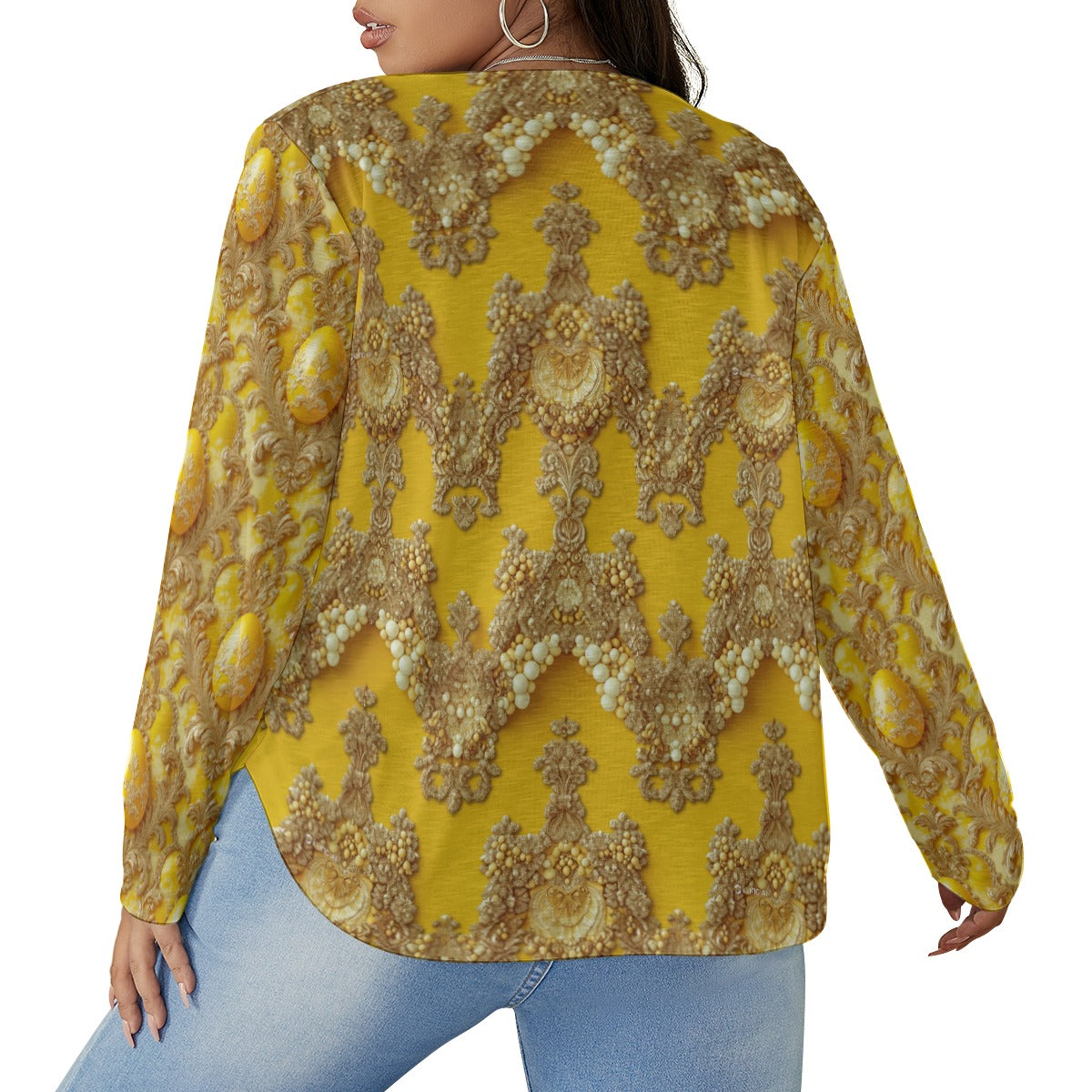 PGP Holiday Buttercream Frosting V-neck T-shirt with Curved Hem (Plus Size)