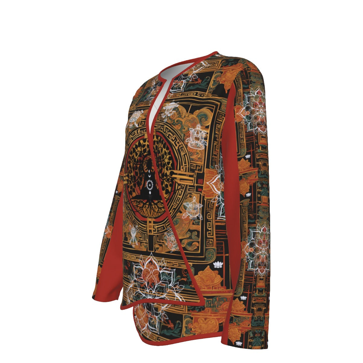PGP Holiday Tibetan Ember Open Surplice Top – Exotic V-Neck Outerwear - Rust