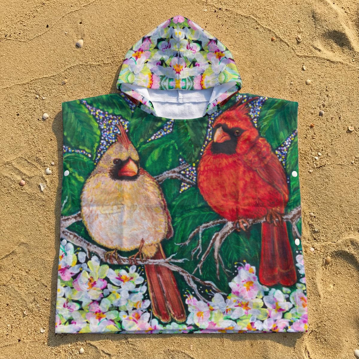 Margeaux Love in Bloom Kids’ Cardinal Hooded Towel Poncho – Soft Beach & Pool Cover-Up