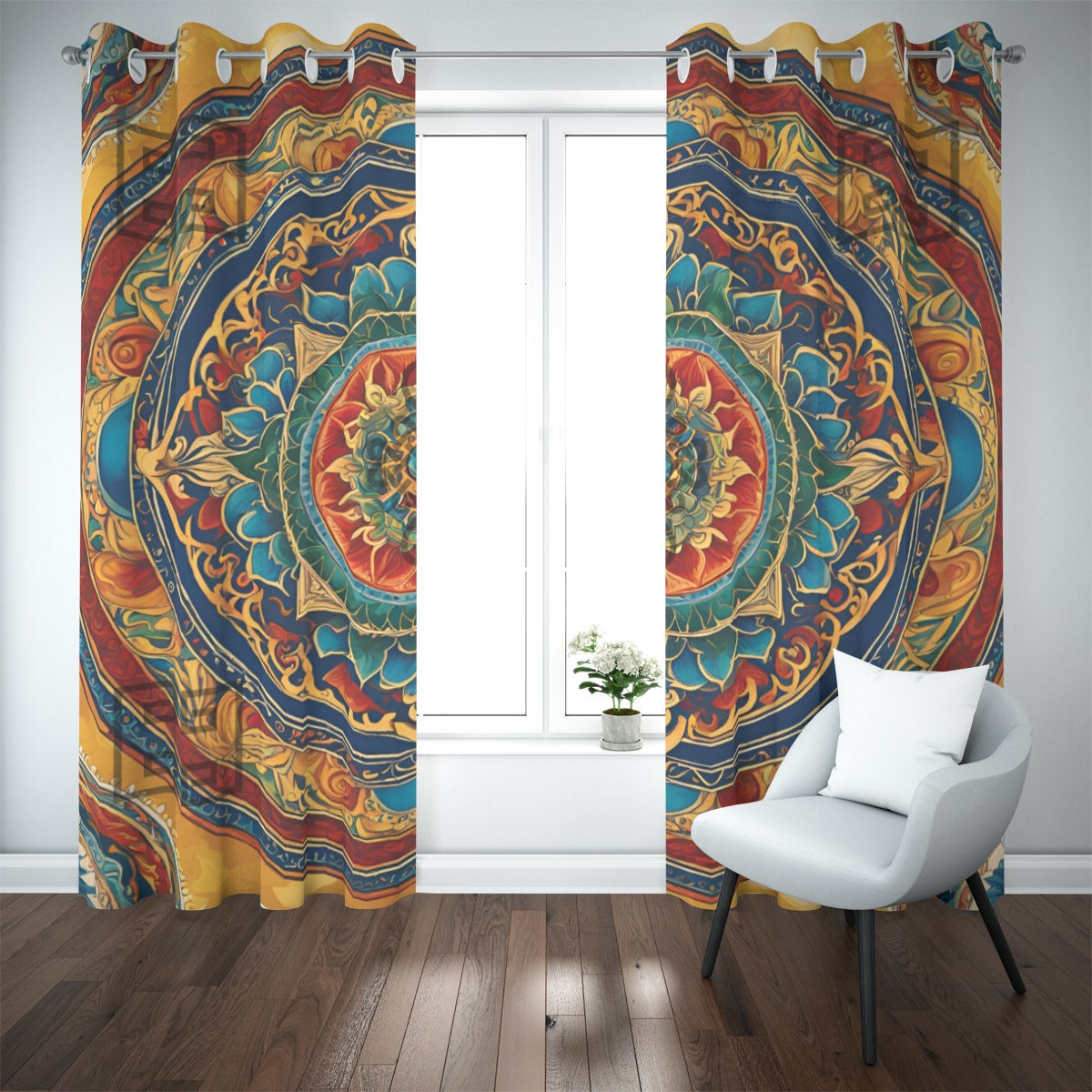 PGP Holiday 5 Element Mandala Blackout Grommet Curtains – Stylish & Energy-Efficient