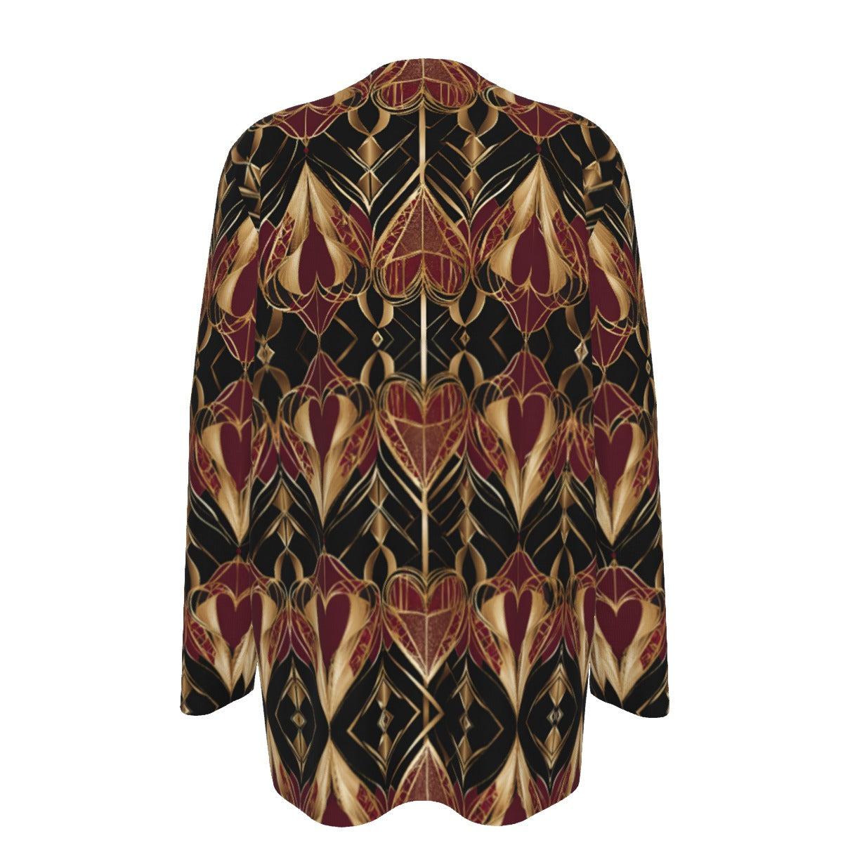 PGP Holiday Eros Époque Pocket Cardigan - Crimson & Gold Art Deco Design