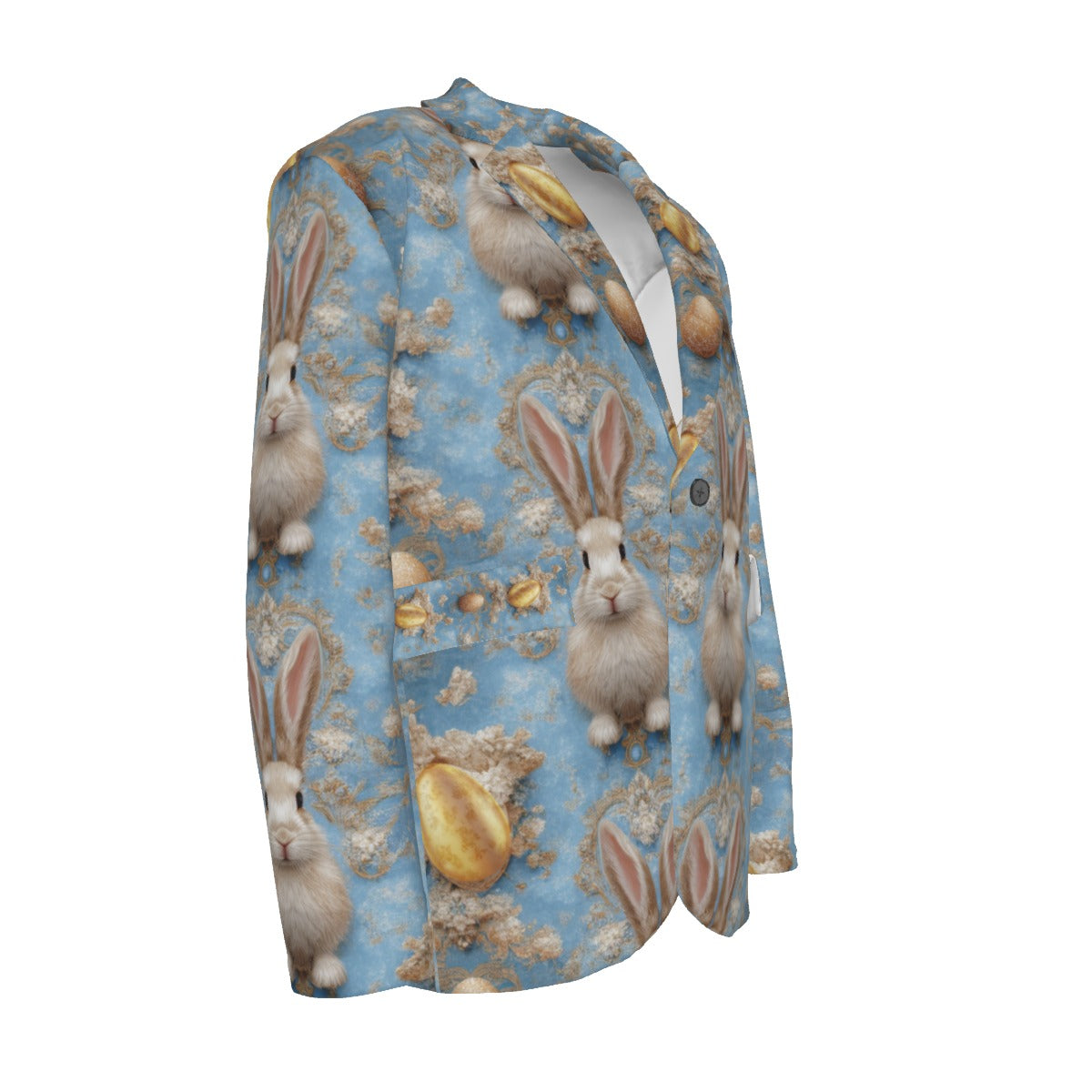 Meadow Bunny Men's Easter Blazer – Festive Spring Suit with Floral Rabbit Print