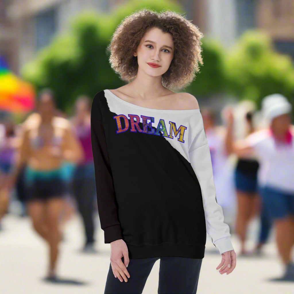 PGP Holiday Unity Oversized Women's Off-Shoulder Sweatshirt – Stylish, Comfy & Feminine