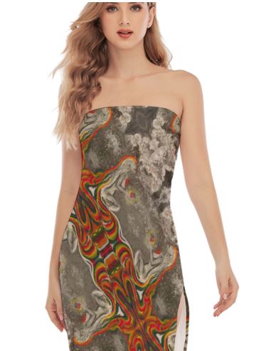 Under Grandmothers Moon Side Split Tube Top Dress – Effortless Glamour for Every Moment