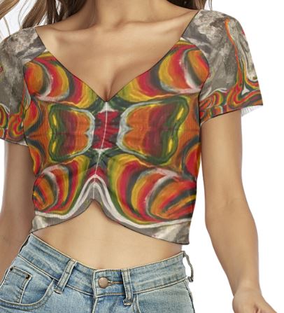 Under Grandmothers Moon Raglan Drawstring Front Crop Tee – Flirty Vibes for Sun-Soaked Days