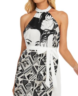 PGP Holiday Amanda Pookie Spring Gala Halter Dress – Breezy Wrap Hem Style with Waist Tie