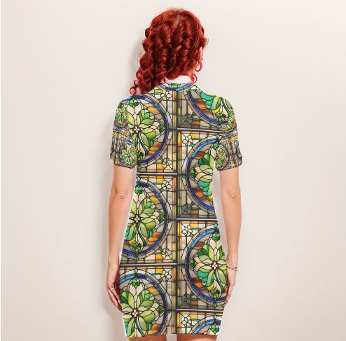 PGP Holiday Draíocht Ádh Polo Dress – Elegant Stained Glass Print