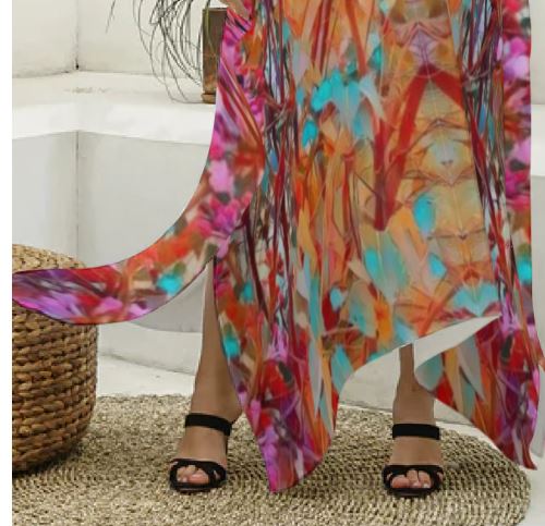 PGP Holiday Lilac Bloom Silky V-neck Kaftan
