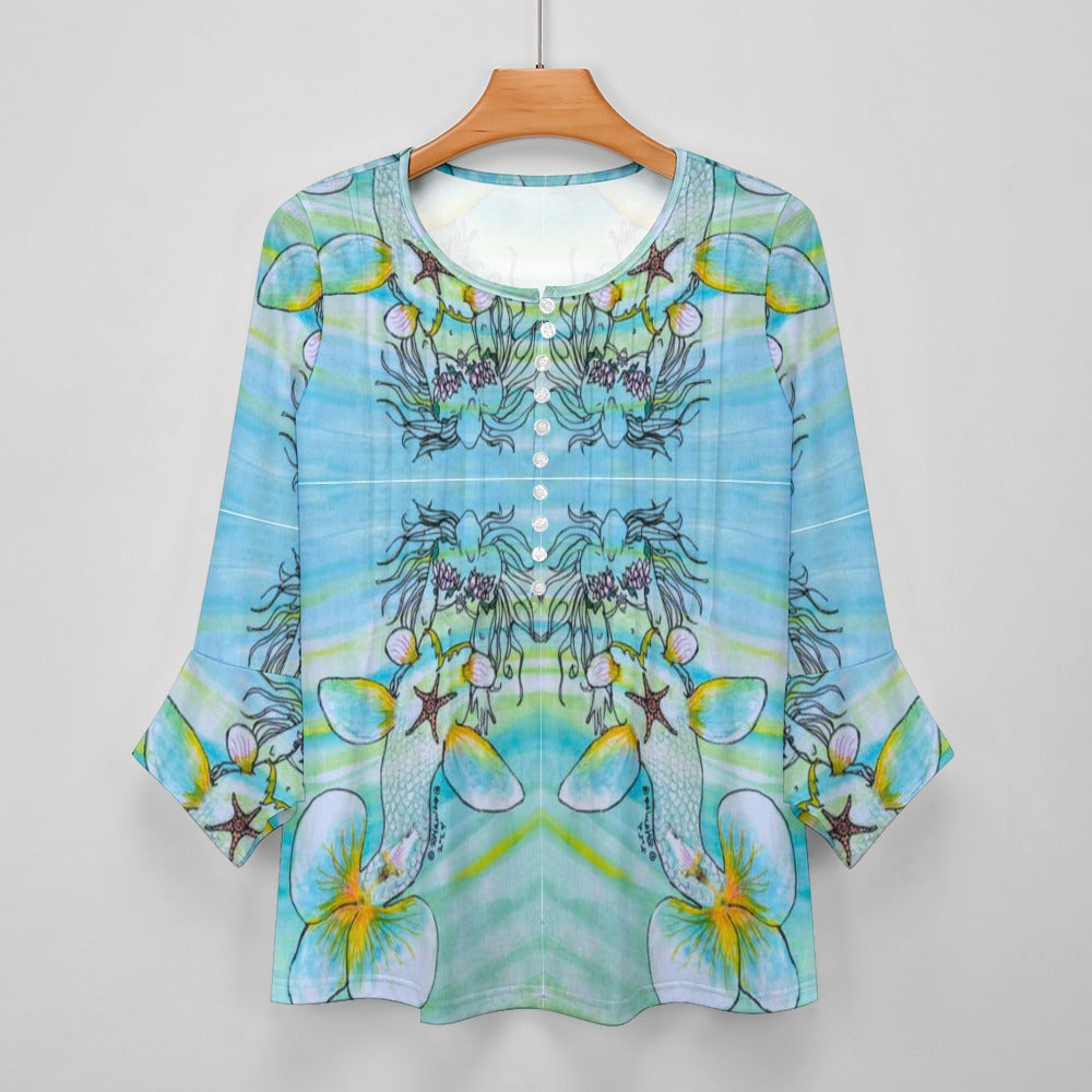 PGP Holiday Rochelle Ruched Petal Sleeve Blouse