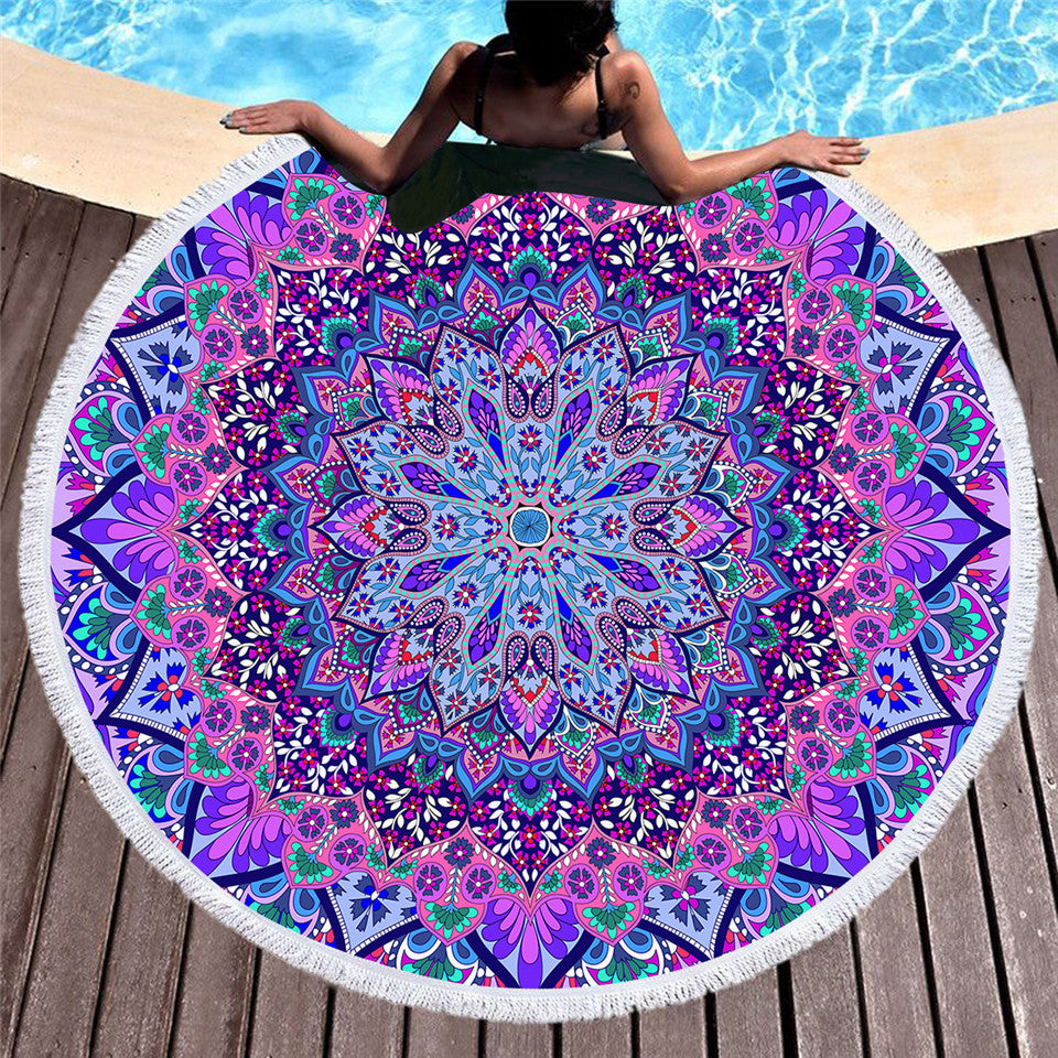 Mermaidcore Coral Radiance Round Microfiber Beach Towel