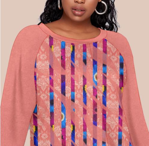PGP Holiday Women's Bold Bloom Print Jersey Dress With Raglan Sleeve (Plus Size)