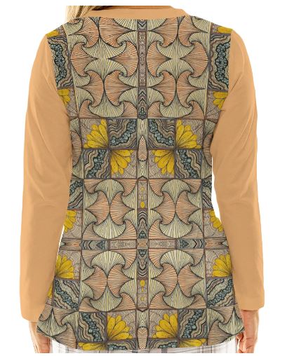 All-Over Print Women's Loose V-Neck T-Shirt With Long Sleeve