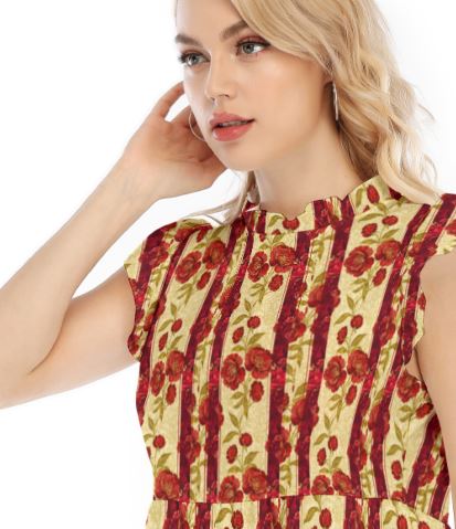 PGP Holiday Wildwood Rose Lotus Leaf Lace Blouse – Elegant & Casual Chic