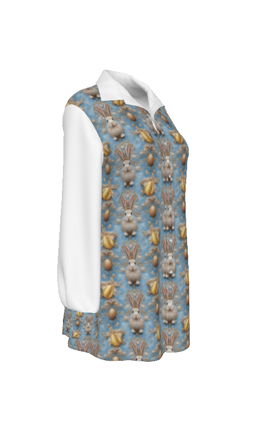 PGP Holiday Meadow Bunny Women's Easter Long Shirt – Stylish & Versatile Spring Wear
