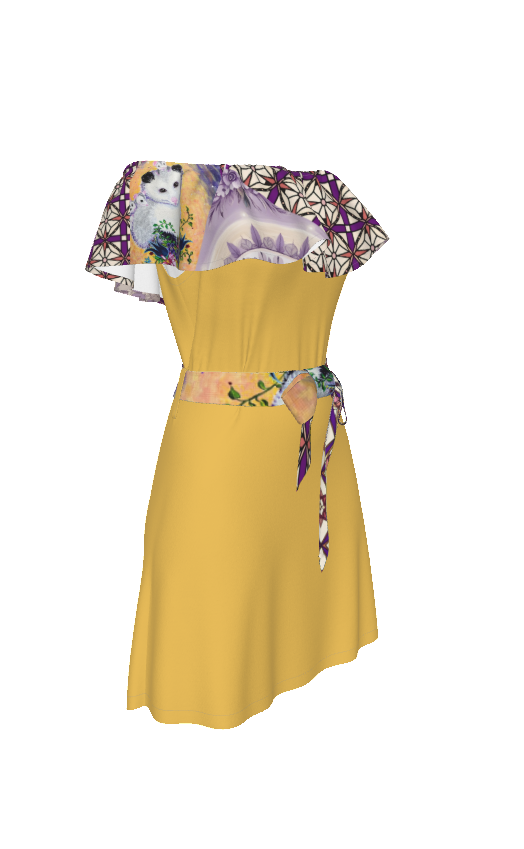 PGP Margeaux Super Mom Chiffon Lotus Leaf Dress – Off-Shoulder Ruffle Elegance for Spring Days