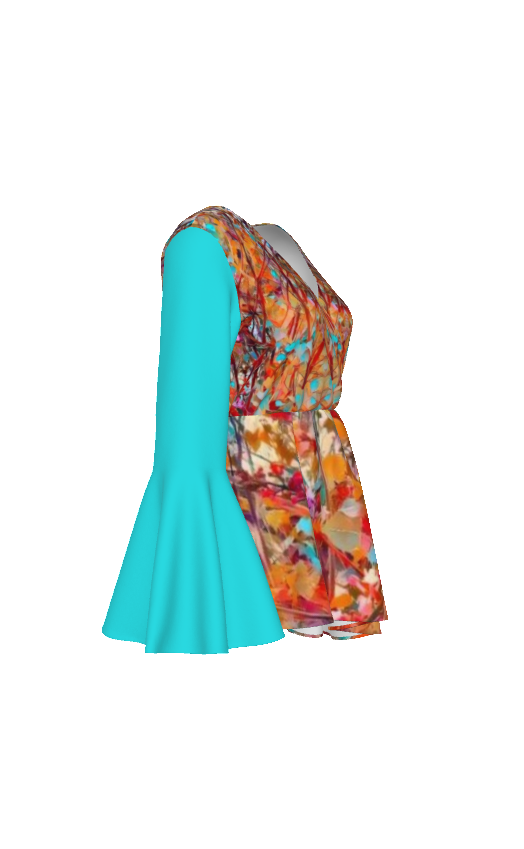 All-Over Print Women's V-neck Blouse With Flared Sleeves