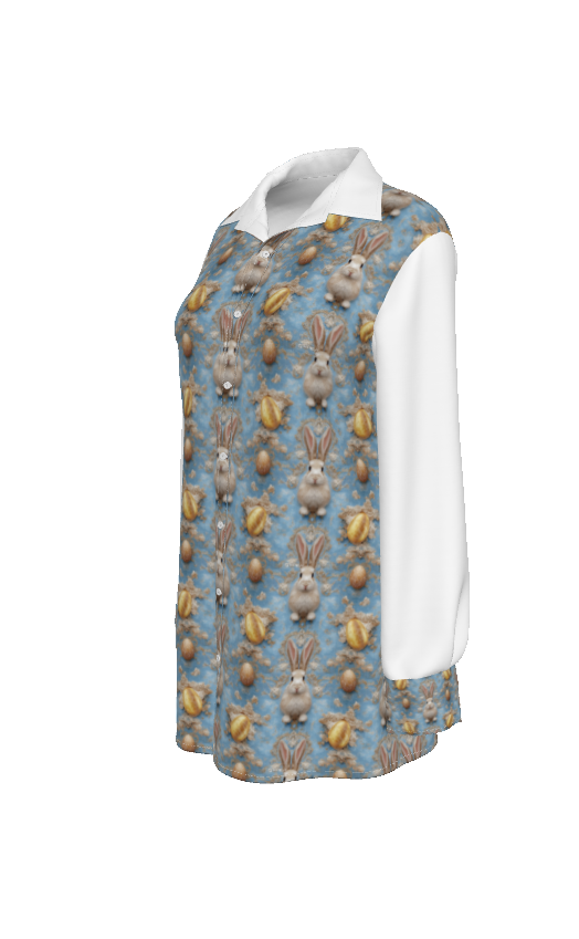 PGP Holiday Meadow Bunny Women's Easter Long Shirt – Stylish & Versatile Spring Wear