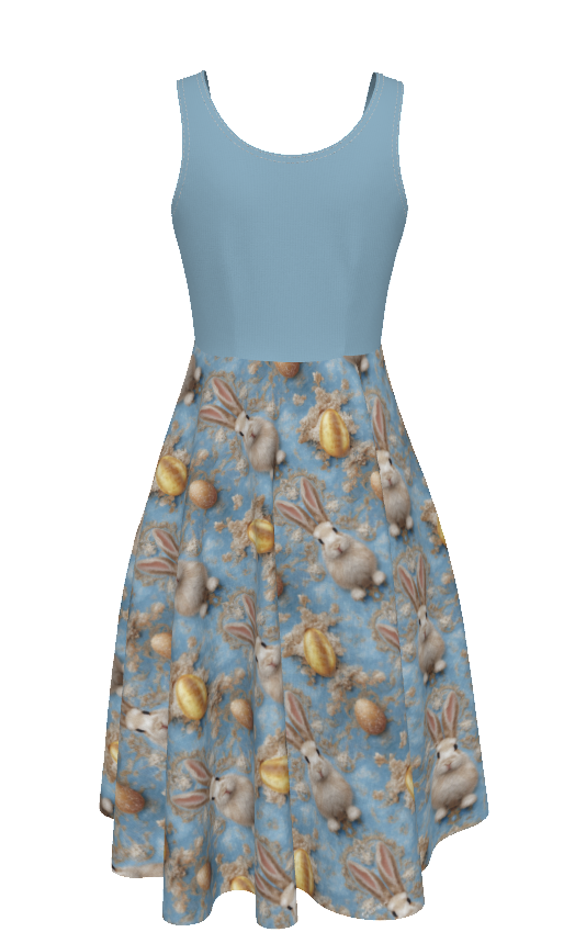 PGP Holiday Meadow Bunny Women's Sleeveless Dress – Elegant & Breezy Easter Fashion