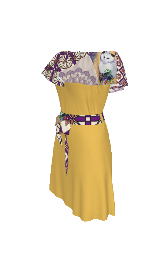 PGP Margeaux Super Mom Chiffon Lotus Leaf Dress – Off-Shoulder Ruffle Elegance for Spring Days
