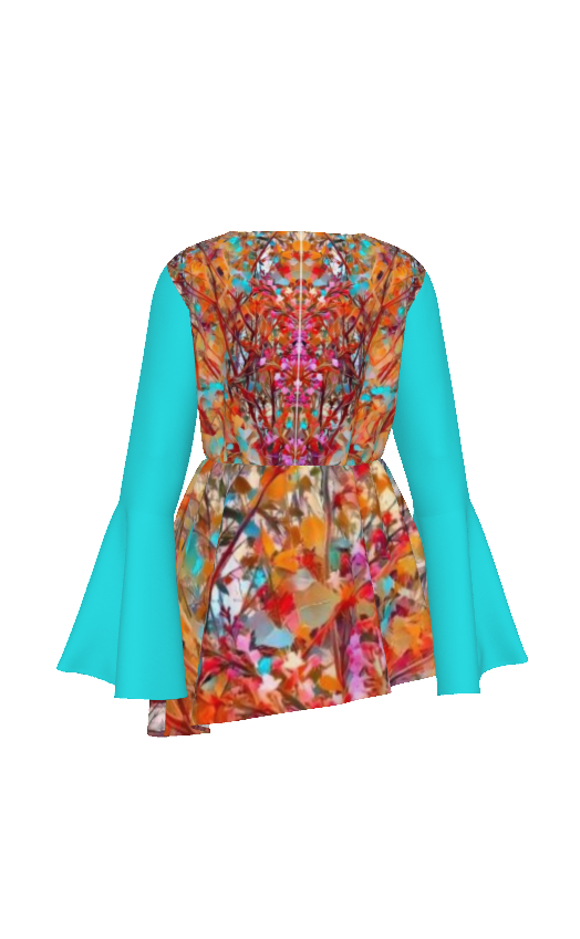All-Over Print Women's V-neck Blouse With Flared Sleeves