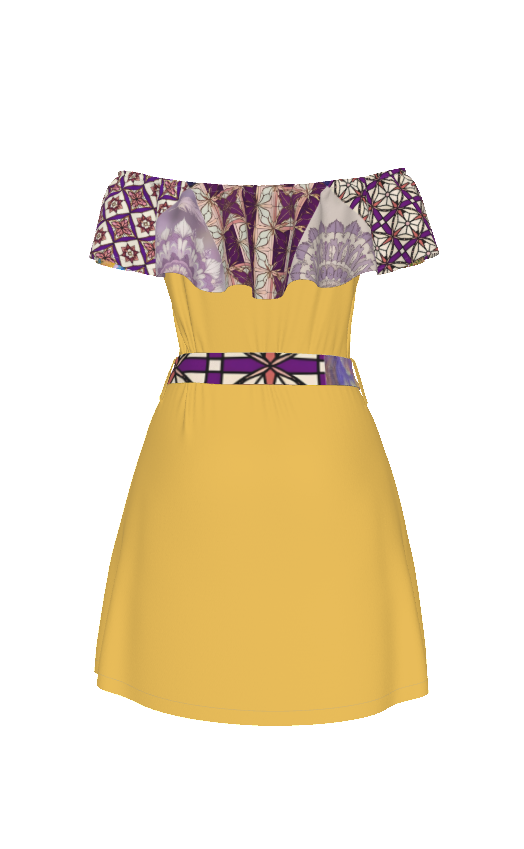 PGP Margeaux Super Mom Chiffon Lotus Leaf Dress – Off-Shoulder Ruffle Elegance for Spring Days