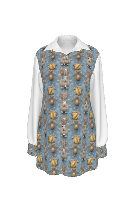 PGP Holiday Meadow Bunny Women's Easter Long Shirt – Stylish & Versatile Spring Wear