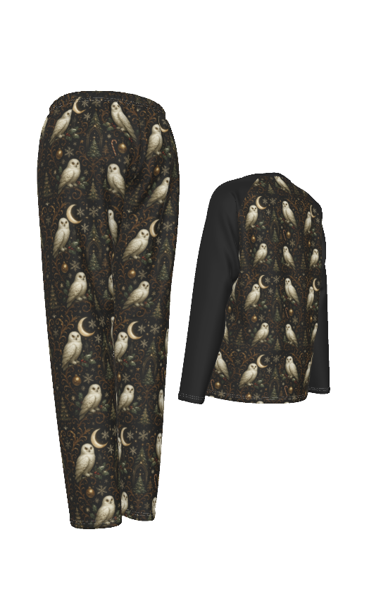 All-Over Print Women's Raglan Sleeve Pajamas With Wide Ankles