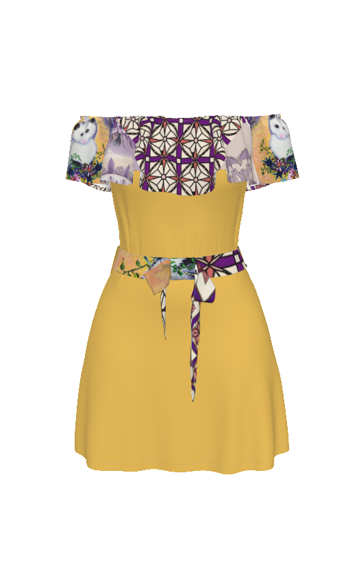 PGP Margeaux Super Mom Chiffon Lotus Leaf Dress – Off-Shoulder Ruffle Elegance for Spring Days