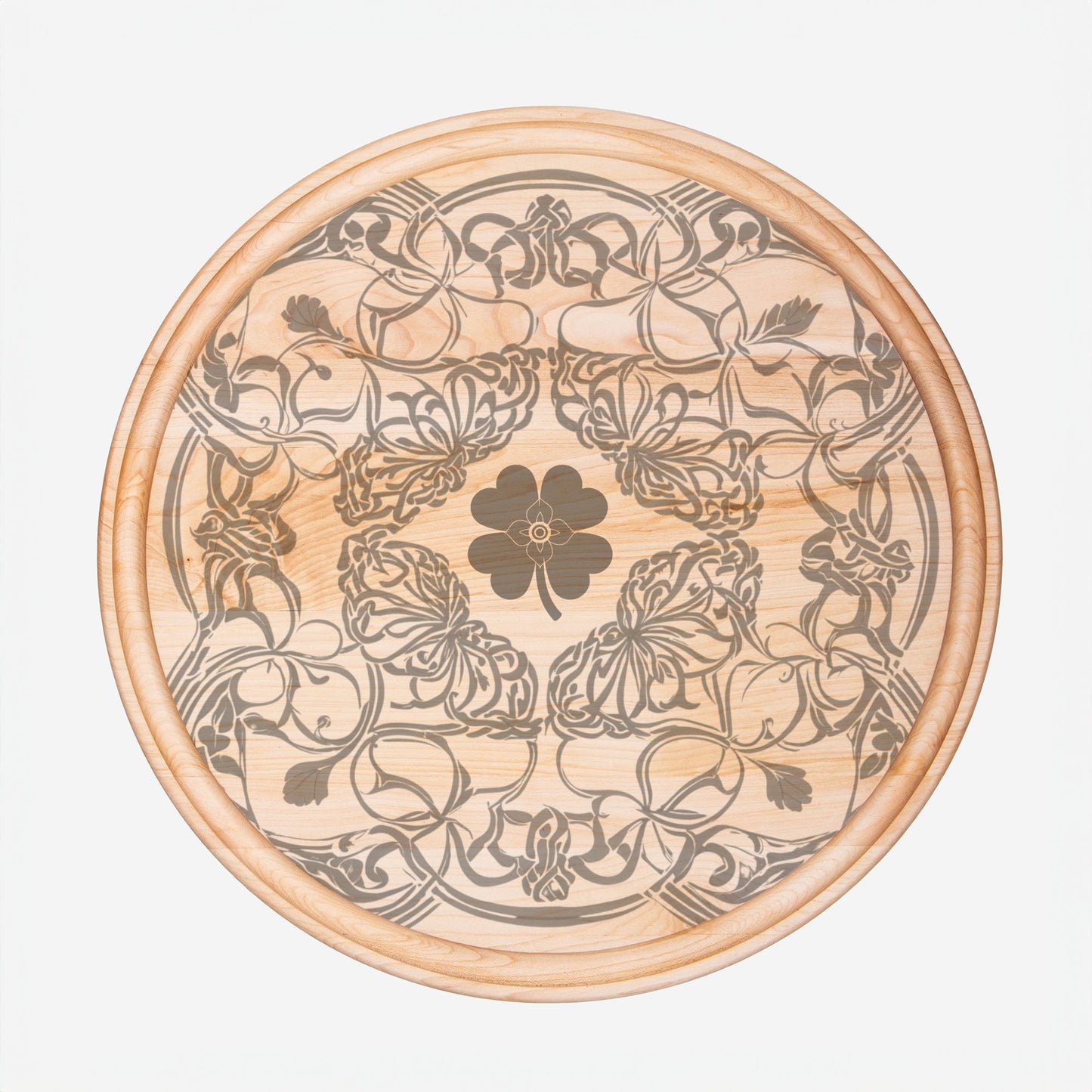 Good Luck Round Charcuterie Board with Groove - 13.5” x 13.5”