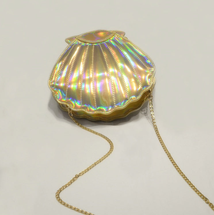 Mermaidcore Harajuku Scallop Crossbody Bag – Laser Powder Gradient | 23x21cm