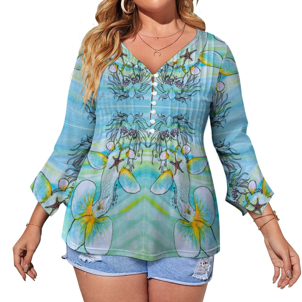 PGP Holiday Rochelle Ruched Petal Sleeve Blouse