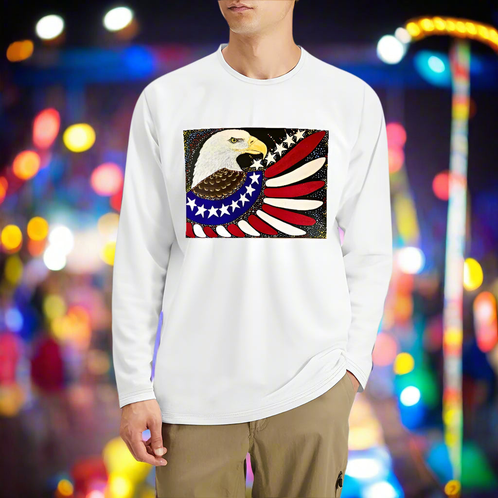 Margeaux 1776 Men's White Basic Comfort Crew Long Sleeve T-Shirt – Classic Cotton Style PGP Holiday