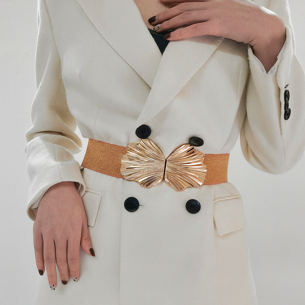 Scallop Coral Mermaidcore Elasticated Belt – Pearlescent Shell Waist Accessory