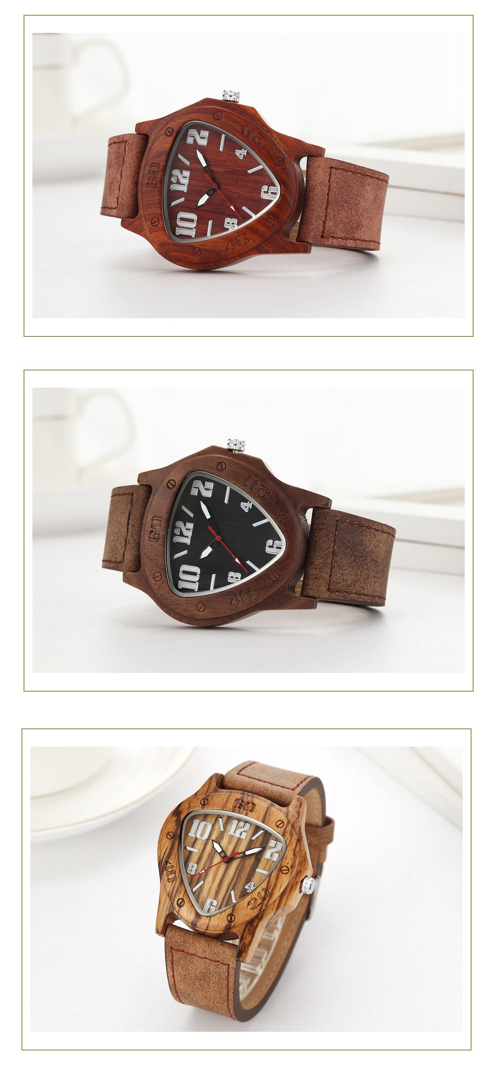 Men's Triangle Wooden Watch Modern American Design | Perfect Father's Day Gift