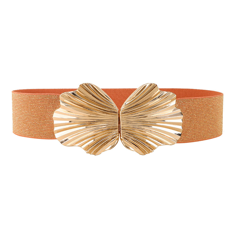 Scallop Coral Mermaidcore Elasticated Belt – Pearlescent Shell Waist Accessory