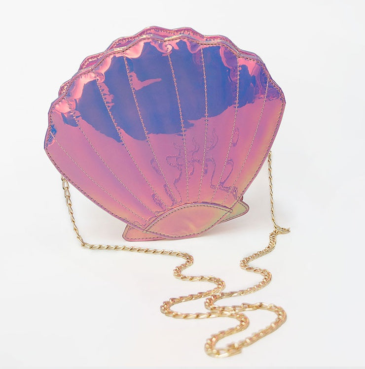 Mermaidcore Harajuku Scallop Crossbody Bag – Laser Powder Gradient | 23x21cm