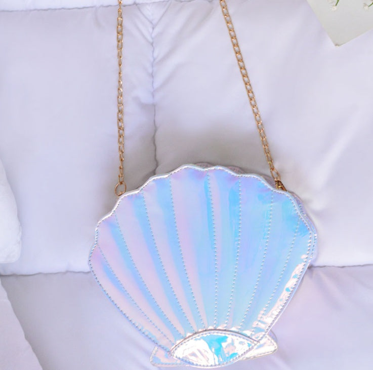 Mermaidcore Harajuku Scallop Crossbody Bag – Laser Powder Gradient | 23x21cm