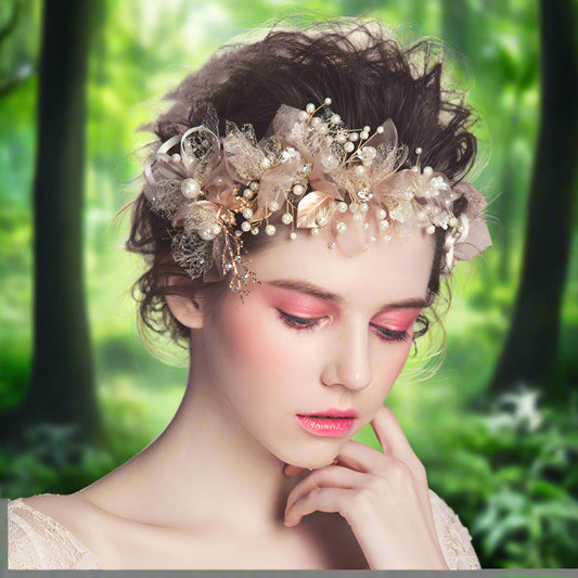 Tulle Flower Headdress Fairy Beauty Bride Hair Wedding