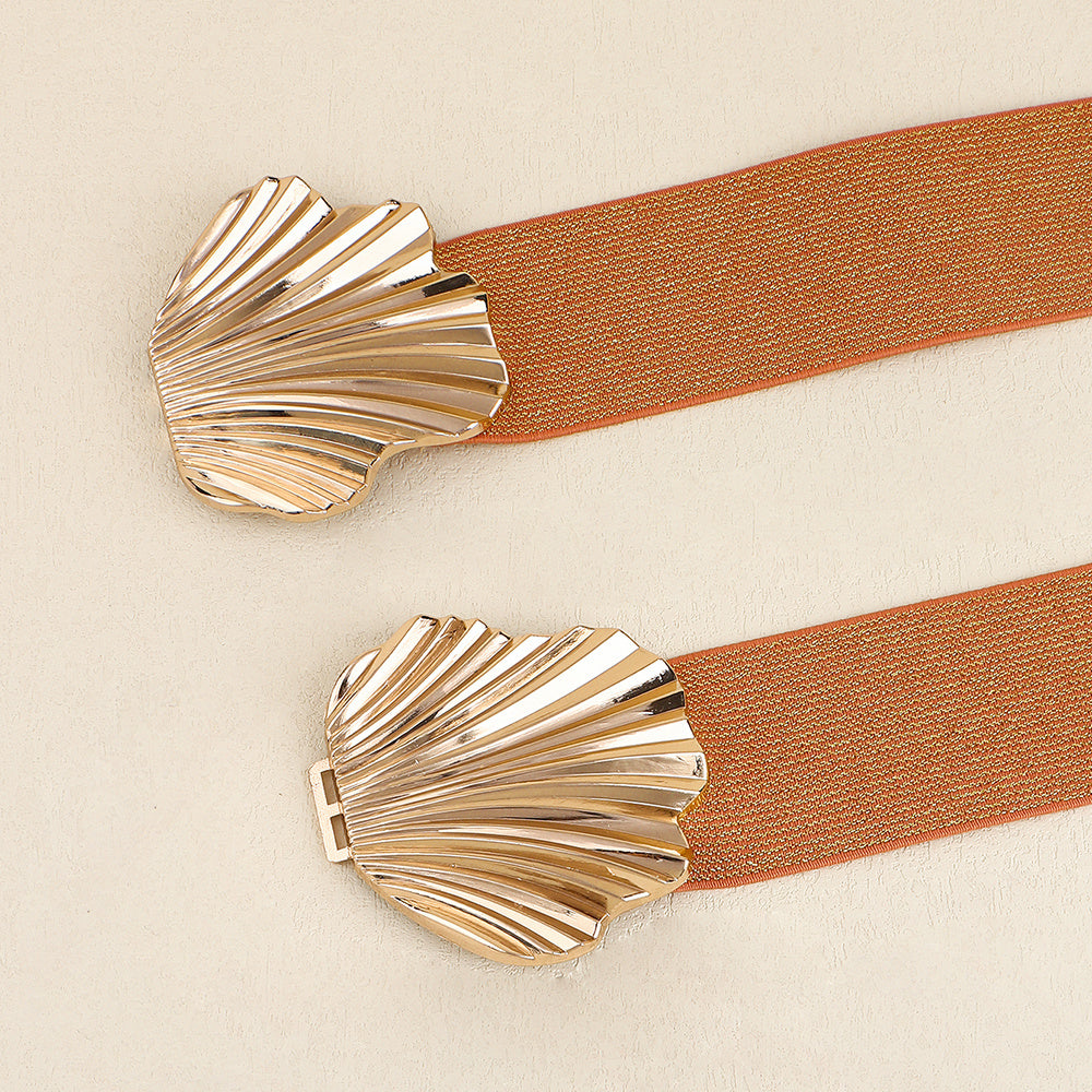 Scallop Coral Mermaidcore Elasticated Belt – Pearlescent Shell Waist Accessory