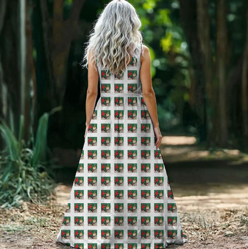 Margeaux Love in Bloom Sleeveless Maxi Dress – Cardinal Art Print Summer Garden Dress