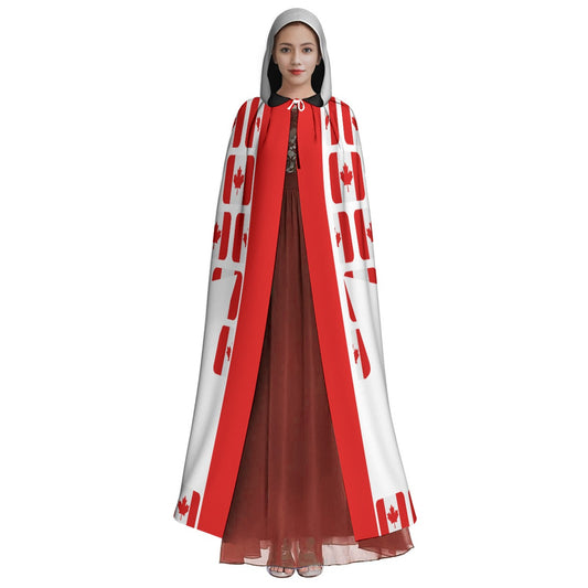 PGP Holiday Canadian Flag Day Unisex Hooded Cloak – Soft Microfiber with Drawstring