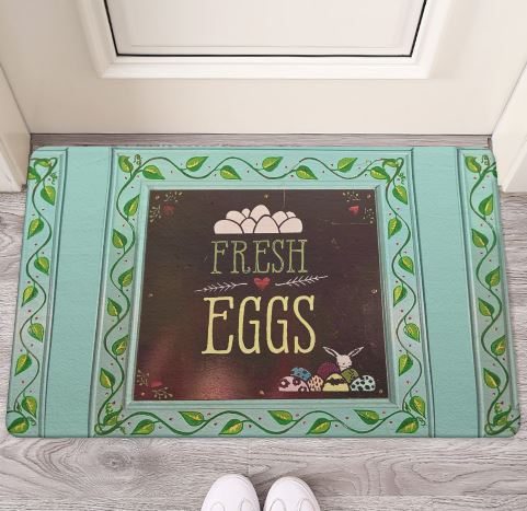 PGP Holiday Margeaux Easter Bunny Eggs Stain-Resistant Rubber Door Mat – Non-Slip & Easy to Clean