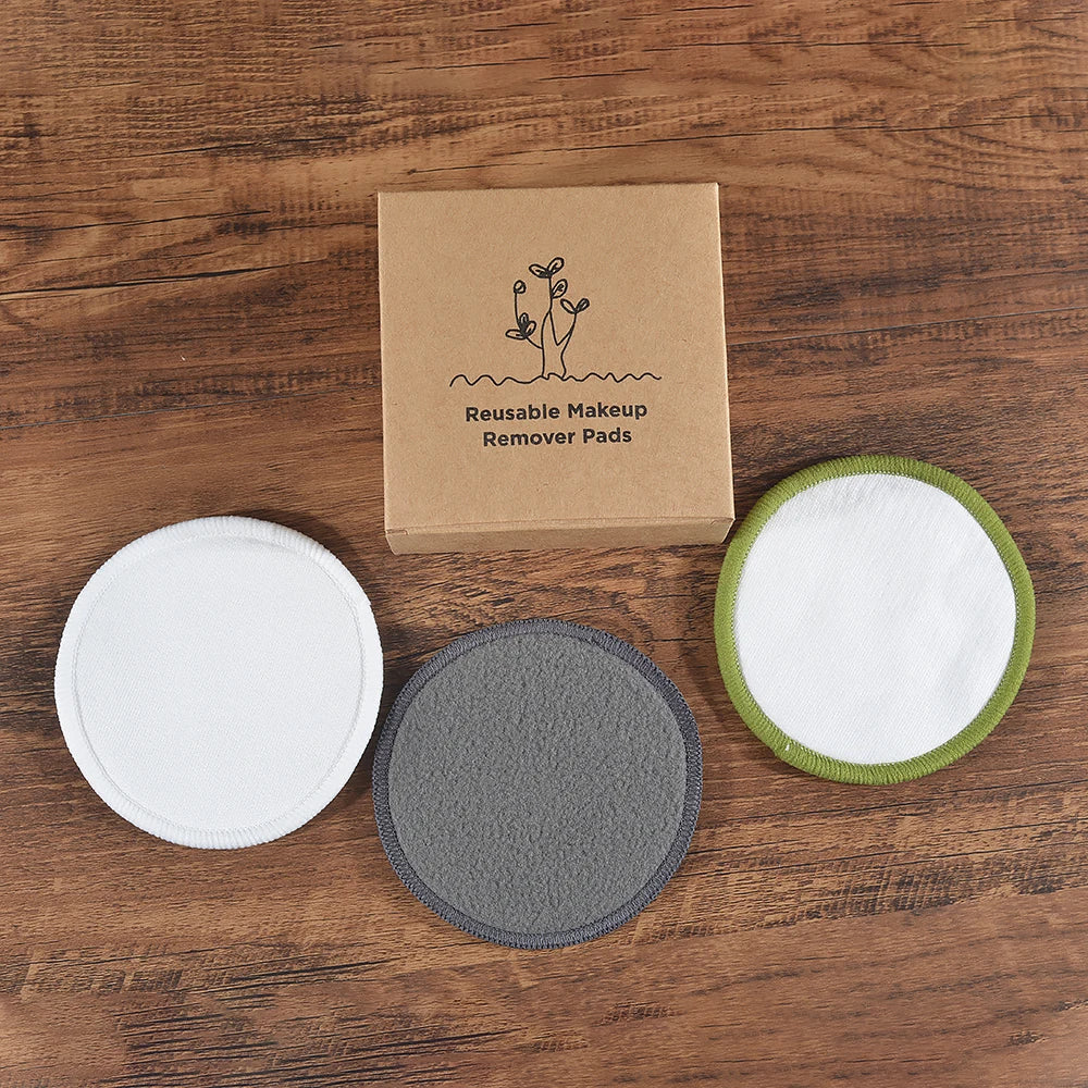 Cotton Demaquillant 10Pcs Bamboo Makeup Remover Reusable Cotton Pads Washable Rounds Clean Facial Cotton Reusable Makeup Tools