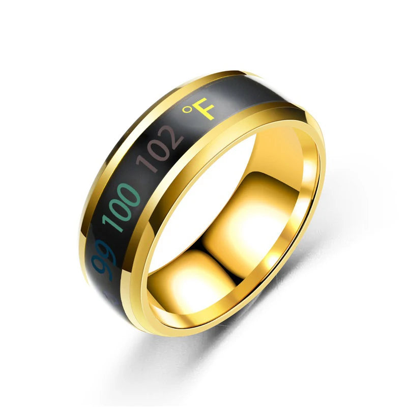 Smart Temperature Ring Titanium Steel Emotion Changes Intelligent Temperature Measuring Rings Waterproof Jewelry