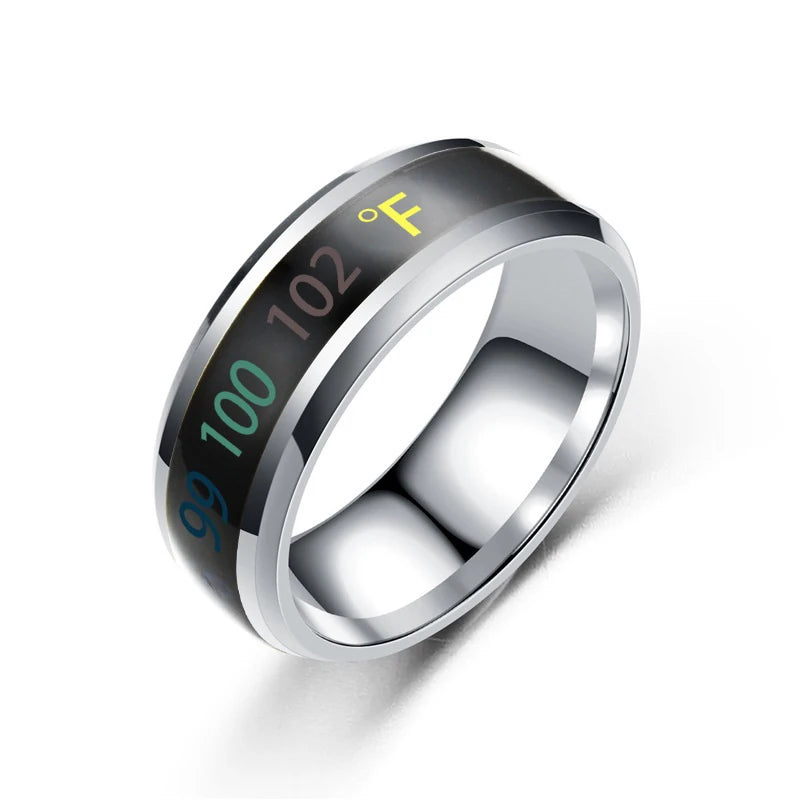 Smart Temperature Ring Titanium Steel Emotion Changes Intelligent Temperature Measuring Rings Waterproof Jewelry