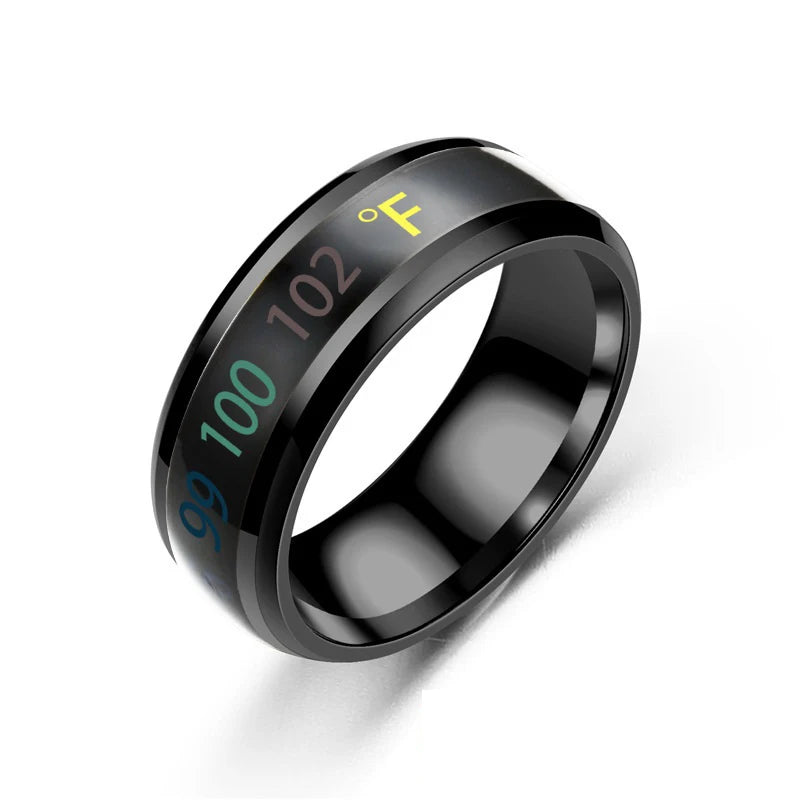 Smart Temperature Ring Titanium Steel Emotion Changes Intelligent Temperature Measuring Rings Waterproof Jewelry