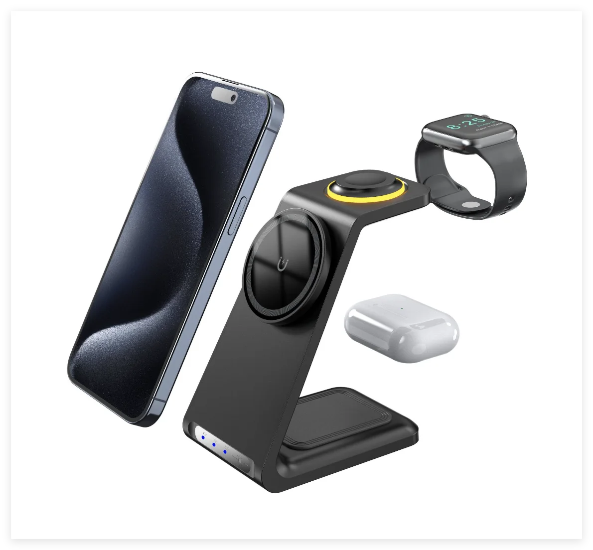 Touch Control Magnetic 3 in 1 Wireless Charger 15W Fast Charging Stations Multi-Device Wireless Docking Station