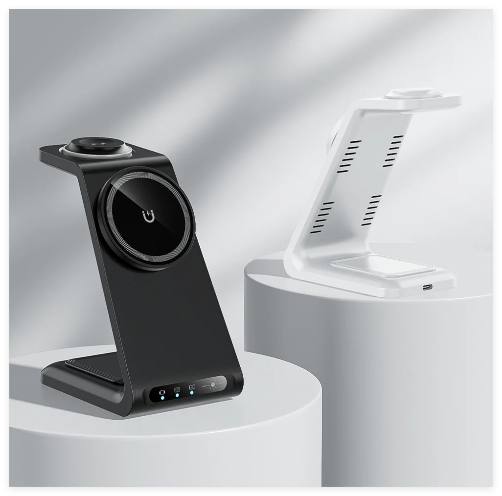 Touch Control Magnetic 3 in 1 Wireless Charger 15W Fast Charging Stations Multi-Device Wireless Docking Station