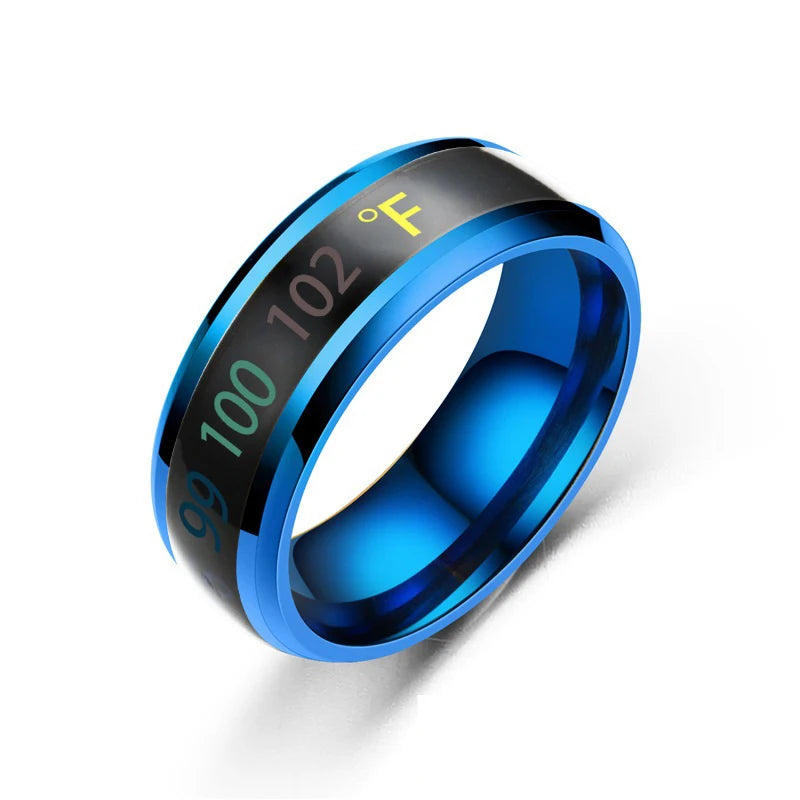 Smart Temperature Ring Titanium Steel Emotion Changes Intelligent Temperature Measuring Rings Waterproof Jewelry